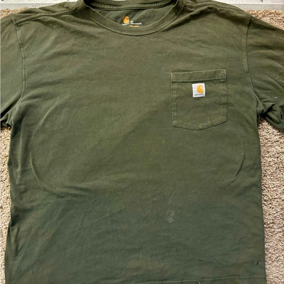 Carhartt Men's Green and Khaki Shirt Men size XL Has some wear Work/outdoor top - Picture 6 of 16